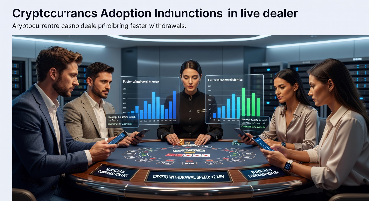 Live dealer table with cryptocurrency transaction icons overlay showing withdrawal speed advantages
