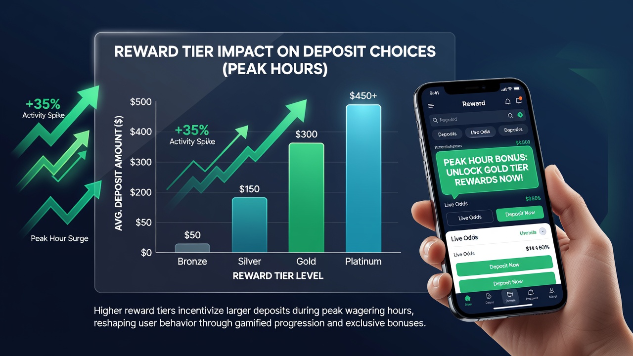 Chart displaying deposit volume spikes aligned with reward tier activations in sports betting apps