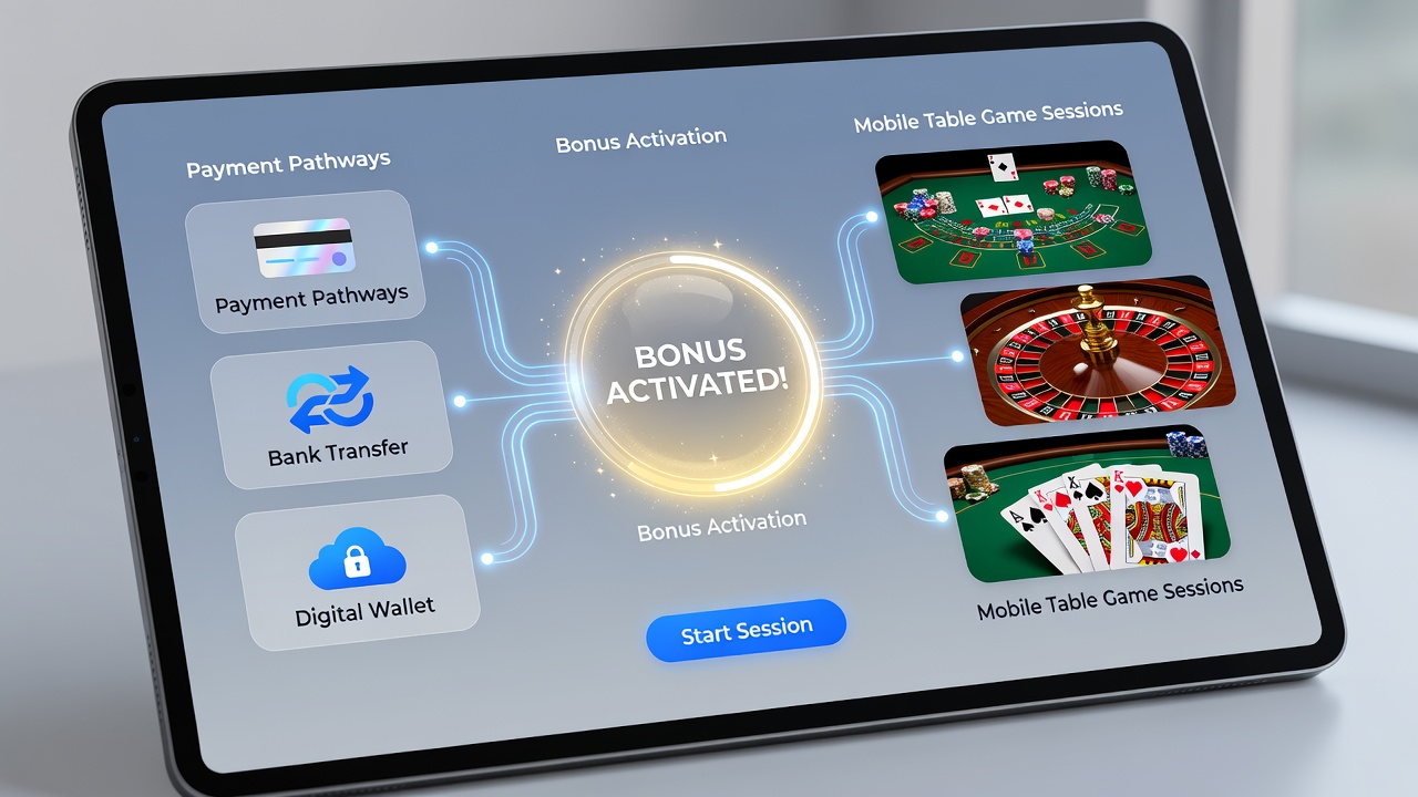 Mobile screen capture of a blackjack table showing active bonus balance after deposit
