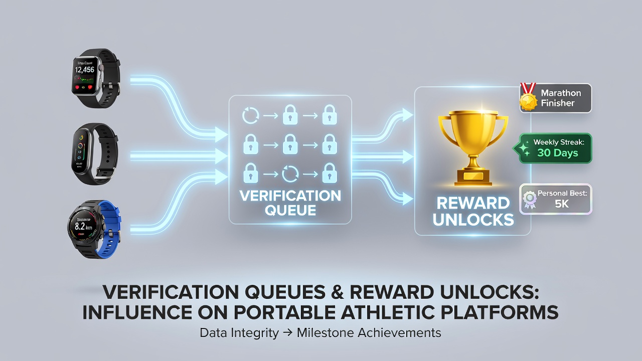Analytics dashboard displaying verification queue metrics alongside reward unlock completion rates on portable devices